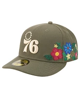 New Era Men's Olive Philadelphia 76ers Tonal Florals 59FIFTY Fitted Hat