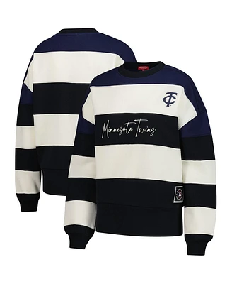Mitchell & Ness Women's Navy/Black Minnesota Twins Cooperstown Collection Blocked Fleece Pullover Sweatshirt