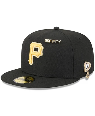New Era Men's Black Pittsburgh Pirates 2025 59FIFTY Day Fitted with Pins Hat