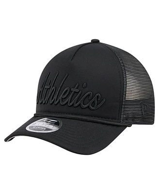 New Era Men's Black Athletics City Initial 9FORTY A-Frame M-Crown Adjustable Trucker Hat