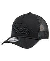 New Era Men's Black Athletics City Initial 9FORTY A-Frame M-Crown Adjustable Trucker Hat