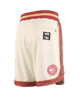 Two Hype x Nba Men's Cream Atlanta Hawks Culture Hoops Collection Premium Mesh Shorts