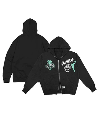 Round21 Men's and Women's Black New York Liberty Double-Zip Hoodie