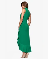Xscape Women's High-Neck Ruffled-Front Sheath Dress