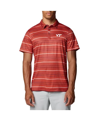 Columbia Men's Orange Virginia Tech Hokies Pfg Super Terminal Tackle Omni-Shade Stripe Polo Shirt