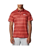 Columbia Men's Orange Virginia Tech Hokies Pfg Super Terminal Tackle Omni-Shade Stripe Polo Shirt
