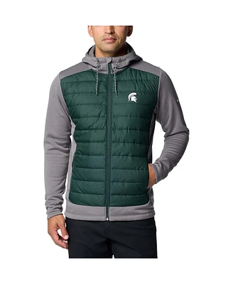 Columbia Men's Green/Gray Michigan State Spartans Out-Shield Hybrid Full-Zip Hoodie Jacket
