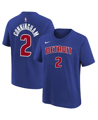 Nike Big Boys and Girls Cade Cunningham Blue Detroit Pistons Icon Name Number T-Shirt