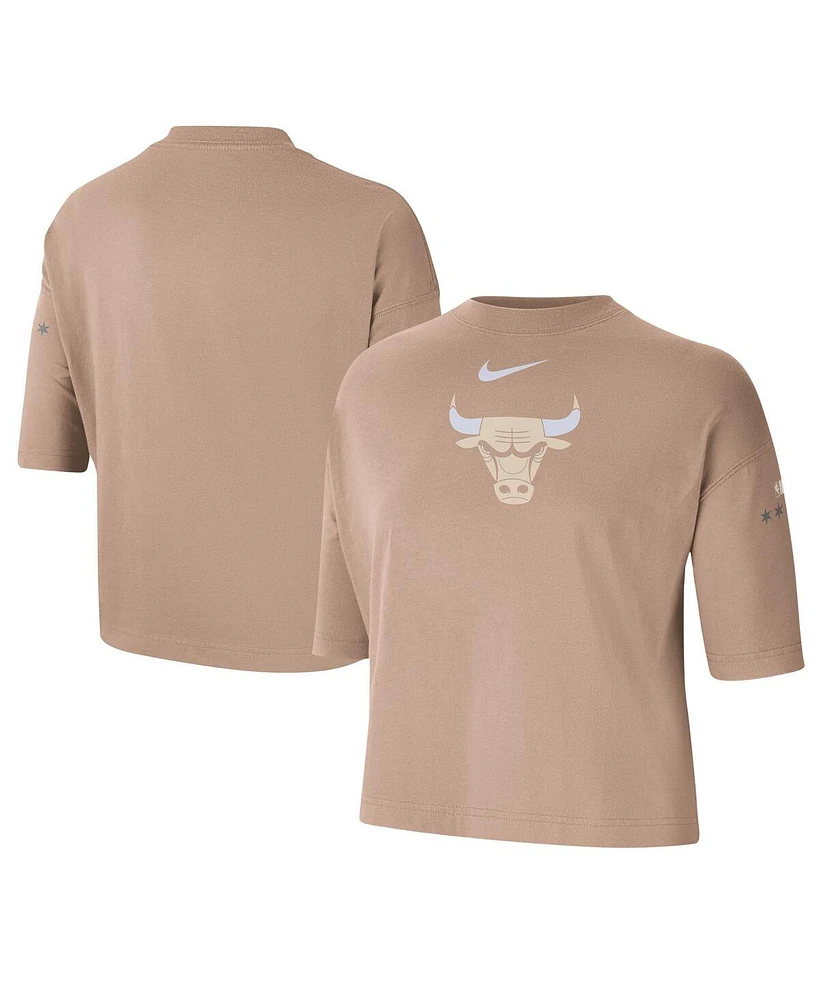 Nike Women's Tan Chicago Bulls 2024/25 City Edition Courtside Boxy T-Shirt