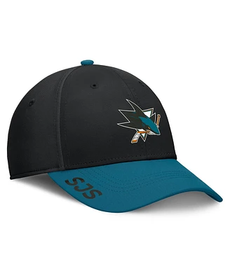 Fanatics Men's Black/Teal San Jose Sharks Authentic Pro Rink Flex Hat