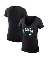 G-iii 4Her by Carl Banks Women's Black Boston Celtics Filigree Logo V-Neck Fitted T-Shirt