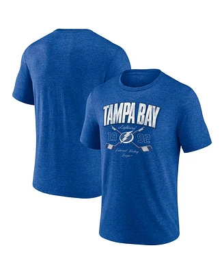 Fanatics Men's Heather Blue Tampa Bay Lightning Cross Sticks Tri-Blend T-Shirt