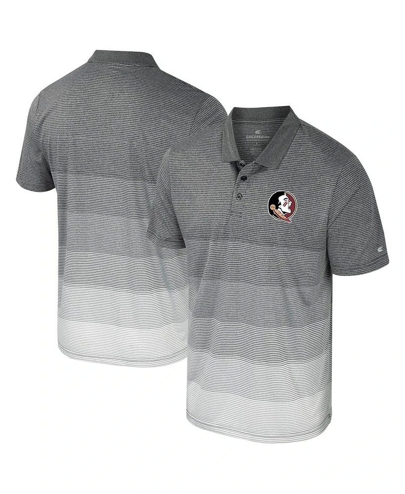 Colosseum Men's Gray Florida State Seminoles Striped Mesh Polo Shirt