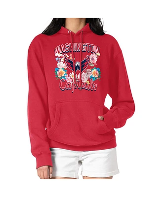 G-iii 4Her by Carl Banks Women's Red Washington Capitals Flower Logo Pullover Hoodie