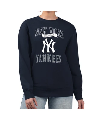 G-iii 4Her by Carl Banks Women's Navy New York Yankees Team Logo Graphic Tri-Blend Fleece Pullover Sweatshirt