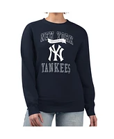 G-iii 4Her by Carl Banks Women's Navy New York Yankees Team Logo Graphic Tri-Blend Fleece Pullover Sweatshirt