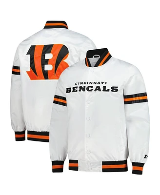 Starter Men's White Cincinnati Bengals Scout Full-Snap Varsity Jacket