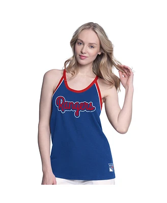 G-iii 4Her by Carl Banks Women's Blue New York Rangers Curveball Racerback Tank Top
