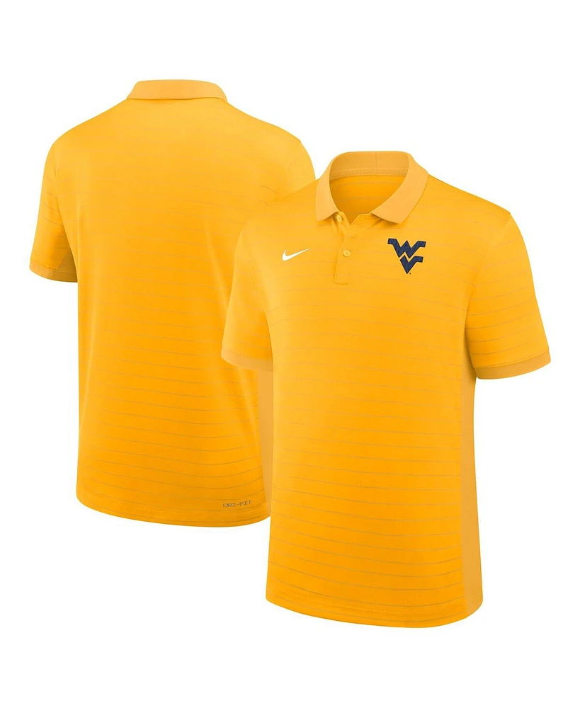 Nike Men's Gold West Virginia Mountaineers 2025 Early Season Coaches Sideline Victory Stripe Performance Polo Shirt