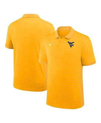 Nike Men's Gold West Virginia Mountaineers 2025 Early Season Coaches Sideline Victory Stripe Performance Polo Shirt