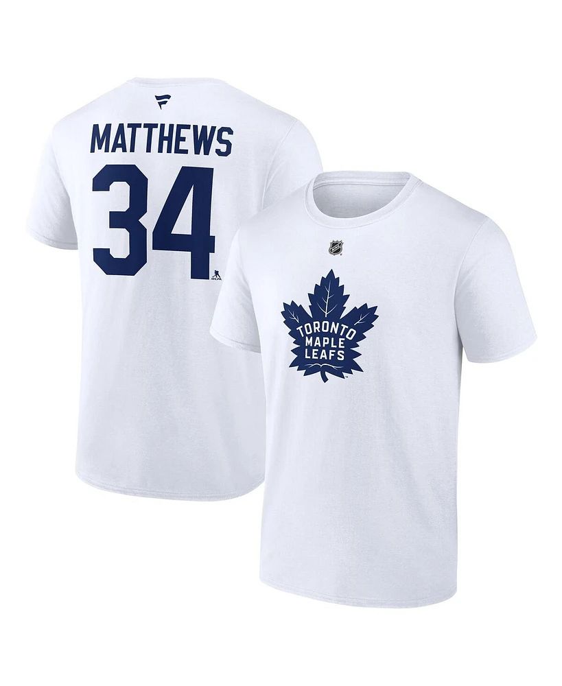 Fanatics Men's Auston Matthews White Toronto Maple Leaf's Authentic Stack Name Number T-Shirt