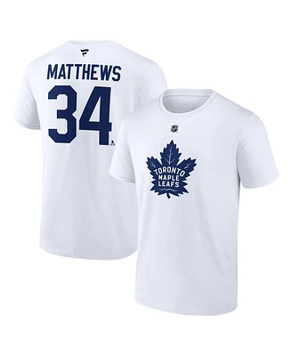 Fanatics Men's Auston Matthews White Toronto Maple Leaf's Authentic Stack Name Number T-Shirt