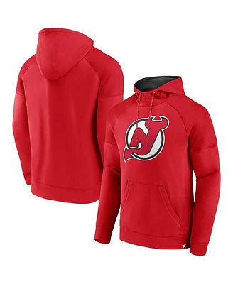 Fanatics Men's Red New Jersey Devils Iconic Defender Raglan Pullover Hoodie