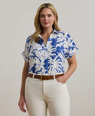 Lauren Ralph Plus Relaxed-Fit Print Short-Sleeve Shirt