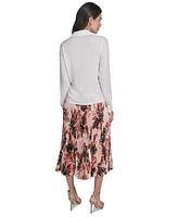 Calvin Klein Petite Ruffle-Trim Collared Blouse