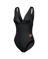 Tommy Bahama Women's Black Clemson Tigers Palm Modern V-Neck One-Piece Swimsuit