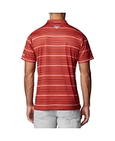 Columbia Men's Orange Virginia Tech Hokies Pfg Super Terminal Tackle Omni-Shade Stripe Polo Shirt