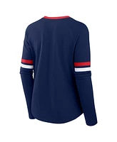 Fanatics Women's Navy Atlanta Braves Won Done Raglan Lace-Up Long Sleeve T-Shirt