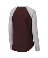 G-iii 4Her by Carl Banks Women's Brown/Heather Gray Cleveland Browns Waffle Knit Raglan Long Sleeve T-Shirt
