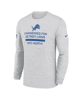 Nike Men's Ash Detroit Lions Sideline Velocity Performance Long Sleeve T-Shirt