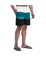 G-iii Sports by Carl Banks Men's Black/Teal Jacksonville Jaguars Sunrise Volley Swim Shorts