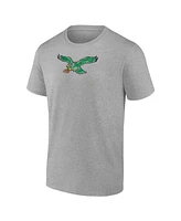 Fanatics Men's Heather Gray Philadelphia Eagles Distressed Throwback Logo T-Shirt