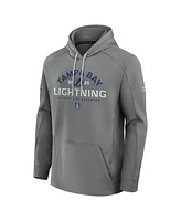 Fanatics Men's Gray Tampa Bay Lightning 2025 Stanley Cup Playoffs Authentic Pro Rink Fly Fleece Pullover Hoodie