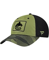 Fanatics Men's Olive Vancouver Canucks Military Appreciation Trucker Adjustable Hat