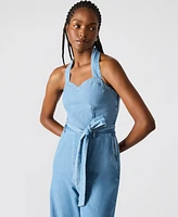 Steve Madden Women's Artie Denim Halter Jumpsuit