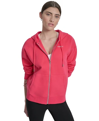 Dkny Sport Women's Studded Mini-Logo Full-Zip Hoodie