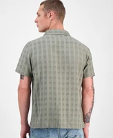 Guess Men's Conrad Regular-Fit Embroidered Mesh Check Button-Down Shirt