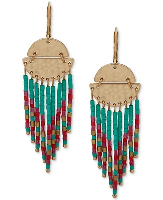 lonna & lilly Gold-Tone Beaded Fringe Statement Earrings
