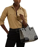 Lauren Ralph Lauren Woven Straw Medium Devyn Tote Bag