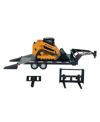 Big Country Toys 1/20 Track Skid Steer w/ Attachments & Flatbed Gooseneck Trailer