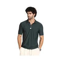 Campus Sutra Men's Sacramento Green Seamless Solid Polo T-Shirt