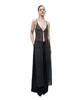 Nocturne Women's Beaded Embroidered Maxi Vest