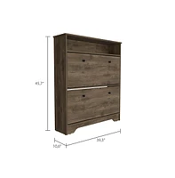 Wayne Shoe Rack 46" H, One Open Storage Shelf, Two Internal Drawers, Doors