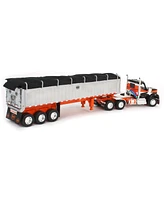 First Gear Dcp 1/64 Black and Orange Kenworth W990 with Chrome Mac Coal End Dump Trailer
