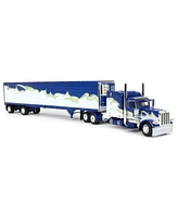 First Gear Dcp 1/64 Peterbilt 389 63" Mid Roof Sleeper w/ Utility Ribbed Spread-Axle Refrigerated trailer