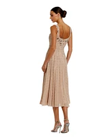 Mac Duggal Women's Sleeveless Scoop Neck Beaded Georgette Midi Dress